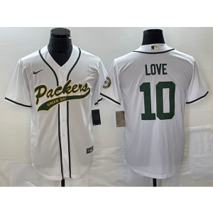 Nike Packers 10 Jordan Love White Baseball Vapor Limited Men Jersey