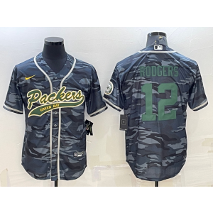 Nike Packers 12 Aaron Rodgers Camo Vapor Baseball Limited Men Jersey