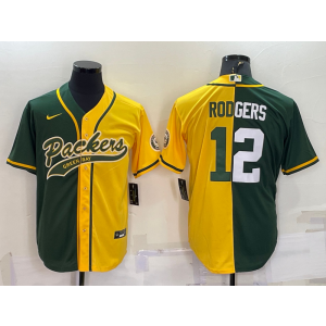 Nike Packers 12 Aaron Rodgers Yellow Green SPlit Vapor Baseball Limited Men Jersey Nike Packers 12 Aaron Rodgers Yellow Green SPlit Vapor Baseball Limited Men Jersey
