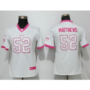 Nike Packers 52 Clay Matthews White Pink Women Game Jersey