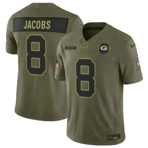 Nike Packers 8 Josh Jacobs Olive 2025 Salute to Service F.U.S.E. Vapor Limited Men Jersey