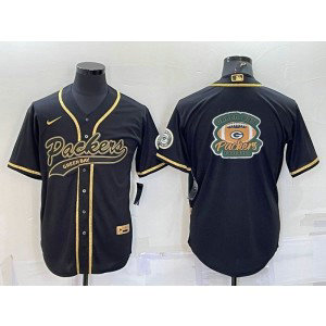 Nike Packers Blank Black Gold Vapor Baseball Logo Limited Men Jersey