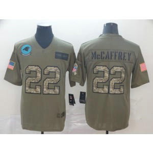 Nike Panthers 22 Christian McCaffrey 2019 Olive Camo Salute To Service Limited Men Jersey