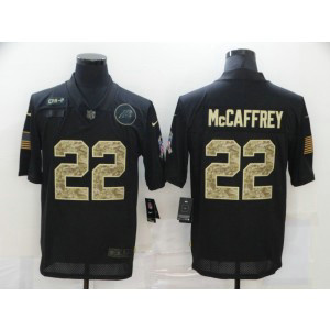 Nike Panthers 22 Christian McCaffrey 2020 Black Camo Salute To Service Limited Men Jersey