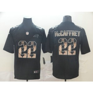 Nike Panthers 22 Christian McCaffrey Black Statue of Liberty Limited Men Jersey
