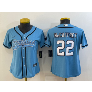 Nike Panthers 22 Christian McCaffrey Blue Vapor Baseball Limited Women Jersey