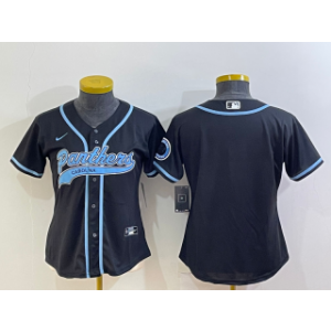 Nike Panthers Blank Black with Patch Vapor Baseball Limited Women Jersey(Run Small)