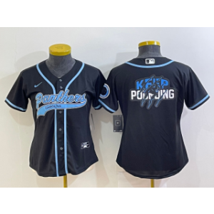 Nike Panthers Blank Black with Patch Vapor Baseball Logo Limited Women Jersey(Run Small)