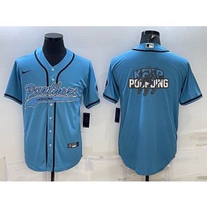 Nike Panthers Blank Blue Vapor Baseball Logo Limited Men Jersey