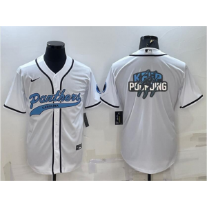 Nike Panthers Blank White Vapor Baseball Logo Limited Men Jersey
