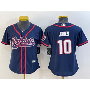 Nike Patriots 10 Mac Jones Blue Vapor Baseball Limited Women Jersey