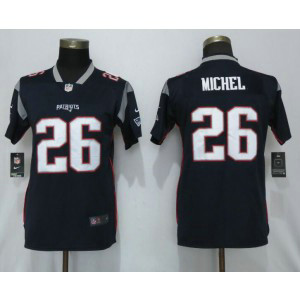 Nike Patriots 26 Sony Michel Navy Vapor Untouchable Limited Women Jersey