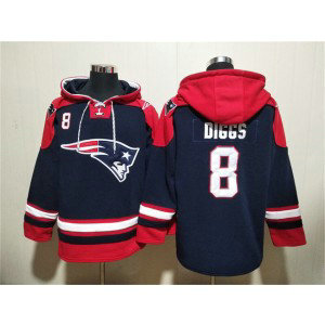 Nike Patriots 8 Stefon Diggs Navy Ageless Must-Have Lace-Up Pullover Hoodie