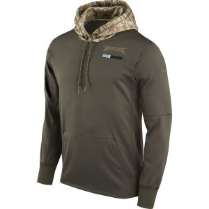 Nike Philadelphia Eagles Olive 2017 Salute to Service Sideline Therma Pullover Men Hoodie