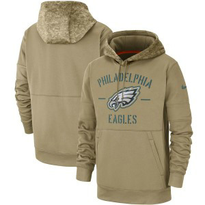 Nike Philadelphia Eagles Tan 2019 Salute To Service Sideline Therma Pullover Hoodie