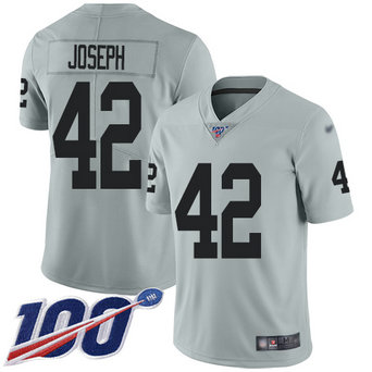 Nike Raiders #42 Karl Joseph Silver Men's Stitched NFL Limited Inverted Legend 100th Season Jersey Nike Raiders #42 Karl Joseph Silver Men's Stitched NFL Limited Inverted Legend 100th Season Jersey