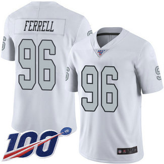 Nike Raiders #96 Clelin Ferrell White Men's Stitched NFL Limited Rush 100th Season Jersey