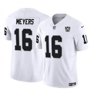 Nike Raiders 16 Jakobi Meyers White 65th Anniversary Patch F.U.S.E. Vapor Limited Men Jersey Nike Raiders 16 Jakobi Meyers White 65th Anniversary Patch F.U.S.E. Vapor Limited Men Jersey