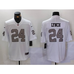 Nike Raiders 24 Marshawn Lynch White Color Rush Limited Men Jersey