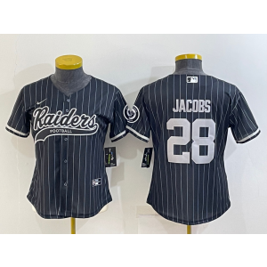 Nike Raiders 28 Josh Jacobs Black Stripe Vapor Baseball Limited Women Jersey Nike Raiders 28 Josh Jacobs Black Stripe Vapor Baseball Limited Women Jersey