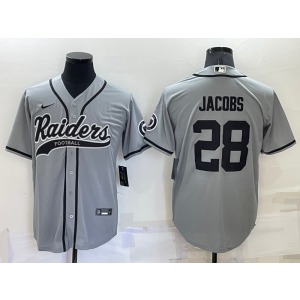 Nike Raiders 28 Josh Jacobs Grey Vapor Baseball Limited Men Jersey Nike Raiders 28 Josh Jacobs Grey Vapor Baseball Limited Men Jersey