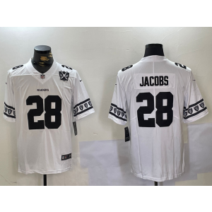 Nike Raiders 28 Josh Jacobs White Team Logo Vapor Limited Men Jersey