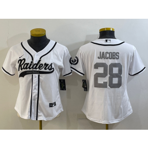 Nike Raiders 28 Josh Jacobs White Vapor Baseball Limited Women Jersey