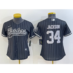 Nike Raiders 34 Bo Jackson Black Stripe Vapor Baseball Limited Women Jersey