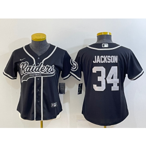 Nike Raiders 34 Bo Jackson Black Vapor Baseball Limited Women Jersey