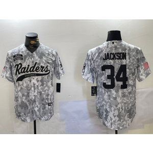 Nike Raiders 34 Bo Jackson Camo Vapor Baseball Limited Men Jersey