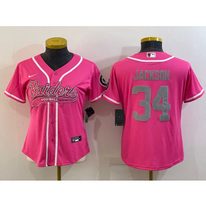 Nike Raiders 34 Bo Jackson Pink Vapor Baseball Limited Women Jersey