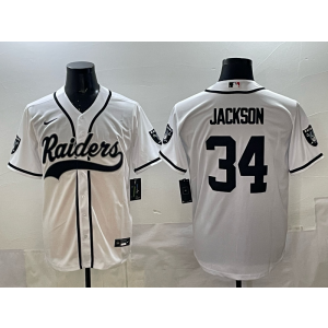 Nike Raiders 34 Jackson White Baseball Vapor Limited Men Jersey Nike Raiders 34 Jackson White Baseball Vapor Limited Men Jersey