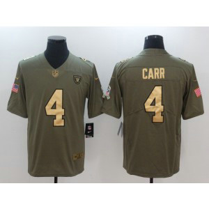 Nike Raiders 4 Derek Carr Olive Gold Salute To Service Limited Men Jersey