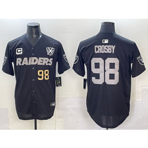 Nike Raiders 98 Crosby Black Gold Baseball Vapor Limited Men Jersey with Patch Nike Raiders 98 Crosby Black Gold Baseball Vapor Limited Men Jersey with Patch