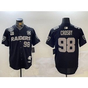 Nike Raiders 98 Maxx Crosby Black Vapor Baseball Limited Men Jersey with 65 Patch Nike Raiders 98 Maxx Crosby Black Vapor Baseball Limited Men Jersey with 65 Patch