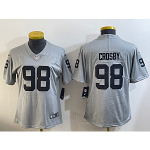 Nike Raiders 98 Maxx Crosby Grey Vapor Limied Women Jersey