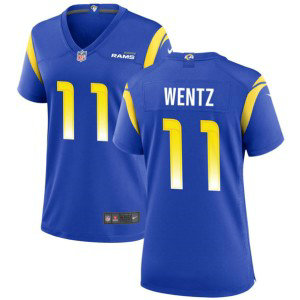 Nike Rams 11 Carson Wentz Blue Vapor Untouchable Limited Women Jersey(Run Small)