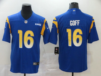 Nike Rams 16 Jared Goff Royal 2020 New Vapor Untouchable Limited JerseyS Nike Rams 16 Jared Goff Royal 2020 New Vapor Untouchable Limited JerseyS