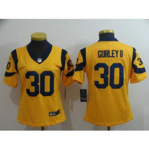 Nike Rams 30 Todd Gurley II Gold Vapor Untouchable Limited Women Jersey