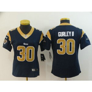 Nike Rams 30 Todd Gurley II Navy Vapor Untouchable Limited Women Jersey