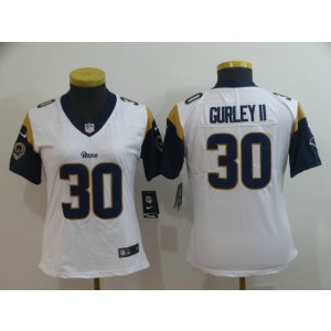 Nike Rams 30 Todd Gurley II White Vapor Untouchable Limited Women Jersey