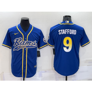 Nike Rams 9 Matthew Stafford Blue Vapor Baseball Limited Men Jersey Nike Rams 9 Matthew Stafford Blue Vapor Baseball Limited Men Jersey