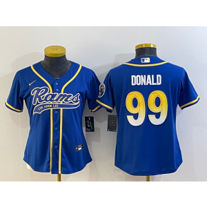 Nike Rams 99 Aaron Donald Blue Vapor Baseball Limited Women Jersey