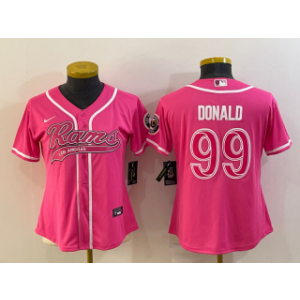 Nike Rams 99 Aaron Donald Pink With Patch Vapor Baseball Limited Women Jersey(Run Small)