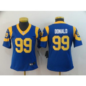 Nike Rams 99 Aaron Donald Royal Vapor Untouchable Limited Women Jersey