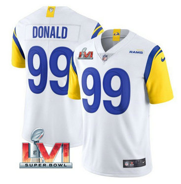 Nike Rams 99 Aaron Donald White 2022 Super Bowl LVI Vapor Limited Jersey Nike Rams 99 Aaron Donald White 2022 Super Bowl LVI Vapor Limited Jersey