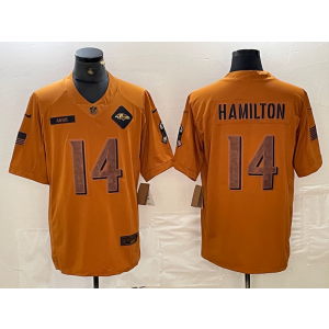 Nike Ravens 14 Kyle Hamilton 2023 Brown Salute To Service Limited Men Jersey