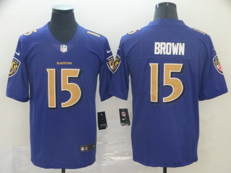 Nike Ravens 15 Marquise Brown Purple Color Rush Limited Jersey