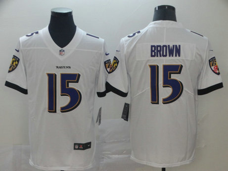 Nike Ravens 15 Marquise Brown White Vapor Untouchable Limited Jersey Nike Ravens 15 Marquise Brown White Vapor Untouchable Limited Jersey