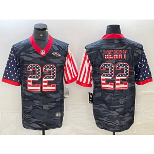 Nike Ravens 22 Derrick Henry Black USA Flag Vapor Limited Men Jersey